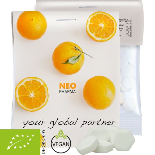 Organic dextrose orange, ca. 15g, express midi bag with promotional flyer