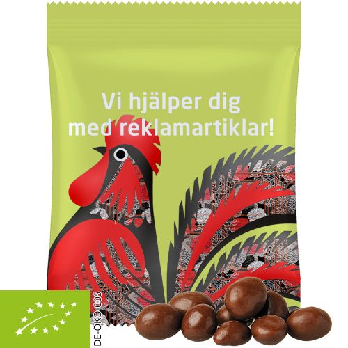 Organic peanuts in milk chocolate, ca. 15g, midi bag