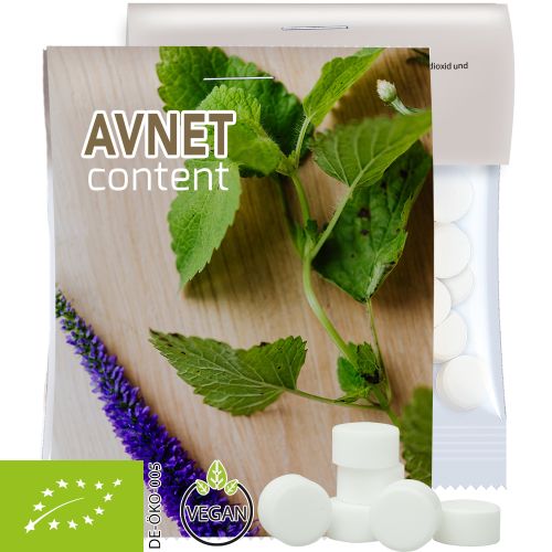 Organic peppermint drops, ca. 15g, express midi bag with promotional flyer