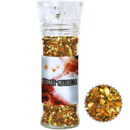 Tomato mozzarella spice, ca. 35g, transparent spice mill with label