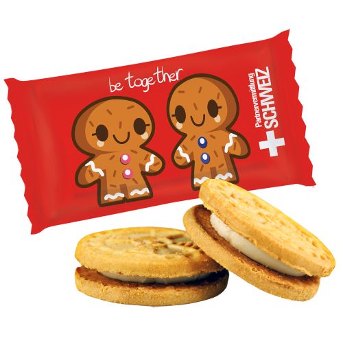 Sandwich cookie with vanilla cream, ca. 13g, flowpack