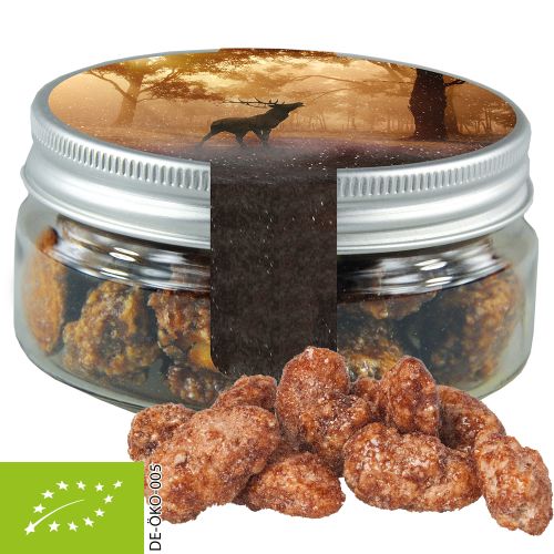 Organic burnt almonds, ca. 60g, mini sweet jar with label
