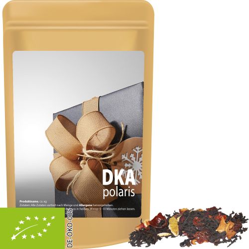 Organic Christmas black tea, ca. 20g, mini stand up pouch with label