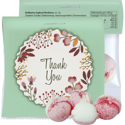 Strawberry yogurt candy, ca. 17g, express midi bag with promotional flyer