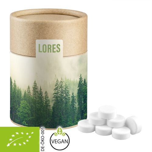Organic peppermint drops, ca. 80g, cardboard can midi
