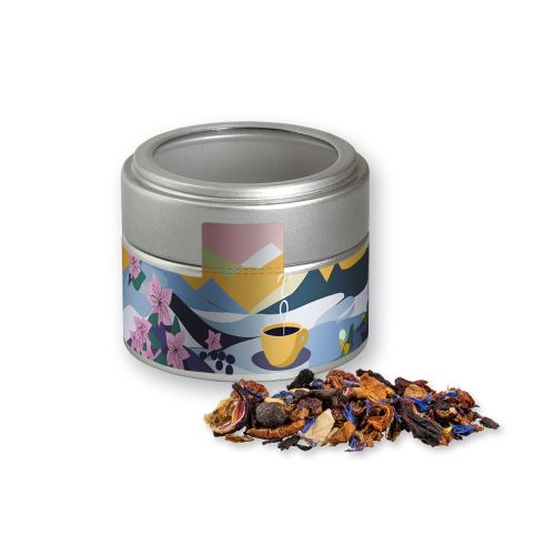 Christkindl tea, ca. 30g, metal tin mini silver with window