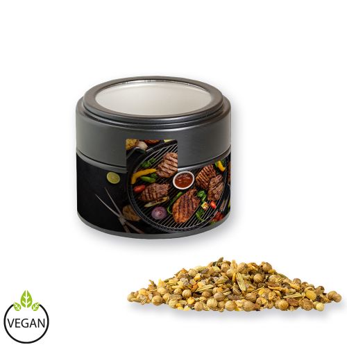 African BBQ, ca. 60g, metal tin mini black with window