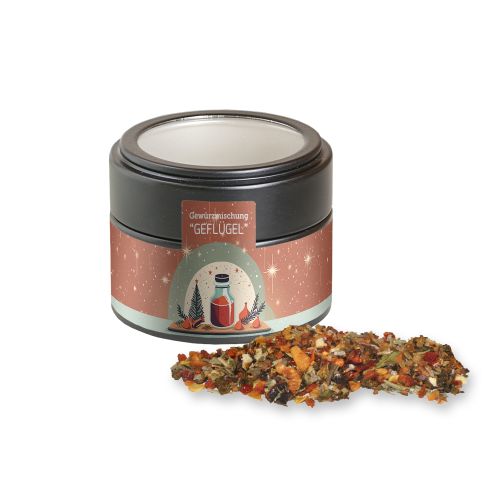 Christmas spice mix poultry, ca. 55g, metal tin mini black with window