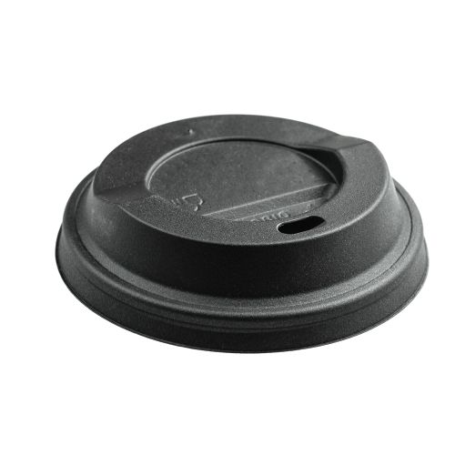 Packaging, ca. 1g, PE lids for cups black 80mm
