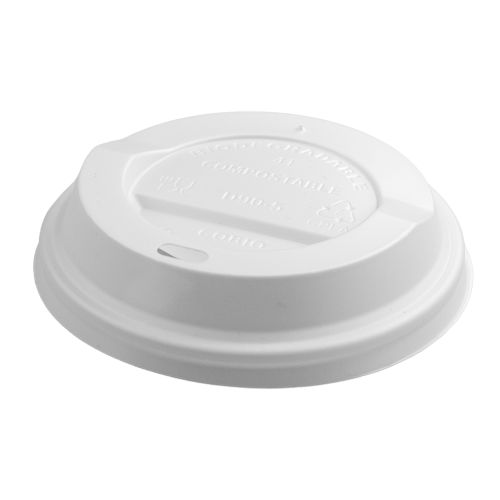 Packaging, ca. 1g, Compostable lids for cups white 90mm