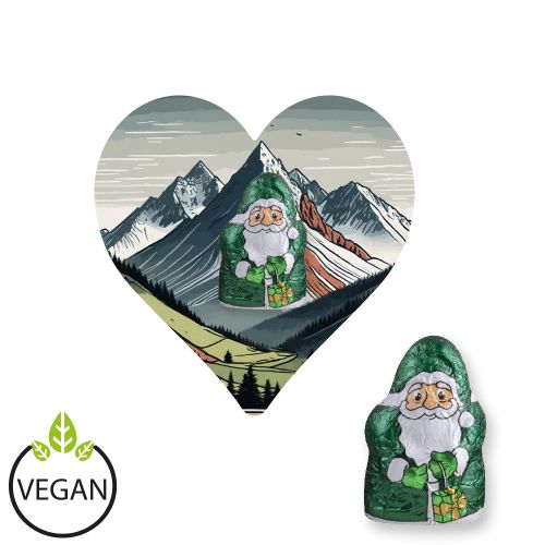 Chocolate mini Santa Claus vegan, ca. 7g, express Mini flyer heart with print
