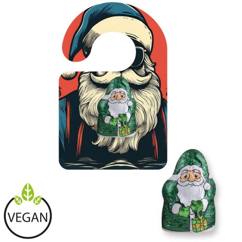Chocolate mini Santa Claus vegan, ca. 7g, express Mini flyer hanger with print