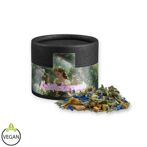 Herbal tea harmony, ca. 15g, cardboard can mini black