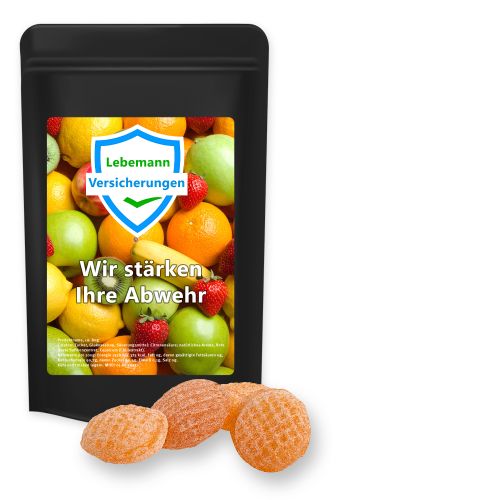 Multivitamin sweets, ca. 80g, midi stand up pouch black with label